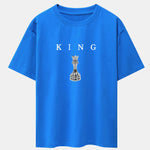 King Chess Print Drop Shoulder Oversize T-Shirt