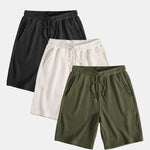 3 Pieces Drawstring Knitted Waffle Shorts