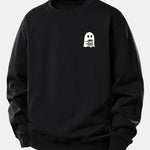 Ghost Drinking Coffee Print Relax Fit Sweatshirt