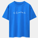 Heartbeat Mountain Print Drop Shoulder Oversize T-Shirt
