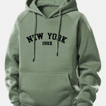 New York Print Drawstring Hoodie