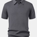 Stripe V Neck Knit Polo Shirt