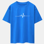 Heartbeat Flatline Print Drop Shoulder Oversize T-Shirt