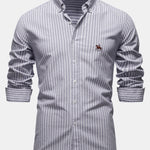 Cowboy Embroidery Cotton Oxford Stripe Shirt