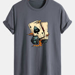 Regular Fit Dice Playing Cards Print Cotton T-Shirt