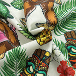 Tropical Tiki Bigfoot Print Button Up Shirt