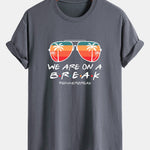 Regular Fit Sunglasses Palm Tree Print Cotton T-Shirt