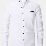 Long Sleeve Contrast Stand Collar Oxford Shirt
