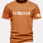 Regular Fit American Flag Freedom Print Cotton T-Shirt