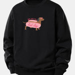 Hot Dog Dachshund Print Relax Fit Sweatshirt
