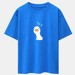 Doubtful Goose Print Drop Shoulder Oversize T-Shirt