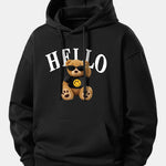 Hello Sunglasses Bear Print Relax Fit Hoodie
