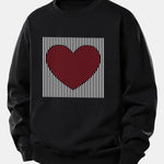 Striped Heart Print Relax Fit Sweatshirt