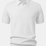 Wave Jacquard Knit V Neck Polo Shirt & Cotton Chino Shorts