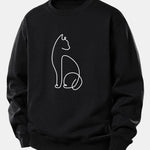 Cat Line Print Relax Fit Sweatshirt