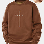 Paris Stripe Print Teddy Fleece Lined Sweatshirt