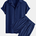 Striped Terry Cuban Shirt & Striped Terry Cuban Shorts