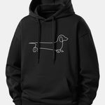 Line Dachshund Print Relax Fit Hoodie