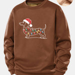 Christmas Light Dog Print Teddy Fleece Lined Sweatshirt