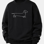 Line Dachshund Print Relax Fit Sweatshirt