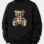 Checkered Bear Print Relax Fit Sweatshirt