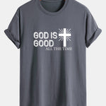 Regular Fit God Is Good Cross Print Cotton T-Shirt
