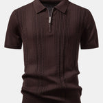 Twist Jacquard Knitted Zipper Polo Shirt