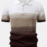 Striped Gradient Knitted Polo Shirt & Slim Fit Tapered Trousers