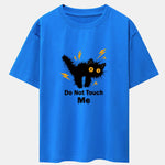 Electric Black Cat Print Drop Shoulder Oversize T-Shirt