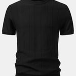 Striped Jacquard Crew Neck Sweater Knitted T-Shirt