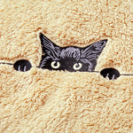 Black Cat Embroidered Teddy Hoodie