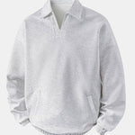 Relax Fit Wffle V Neck Polo Sweatshirt