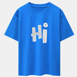 Hi Slogan Lines Print Drop Shoulder Oversize T-Shirt