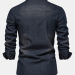 Washed Denim Western Shirt With Pockets