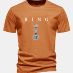 Regular Fit King Chess Print Cotton T-Shirt