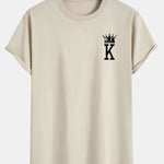 Crown King Print Cotton Arc Hem T-Shirt