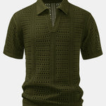 Crochet V Neck Polo Shirt