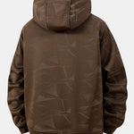 Teddy Lined Geometric Print Zipper Hoodie