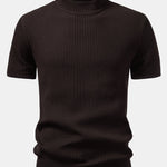 Ribbed Mock Neck Knitted Sweater T-Shirt
