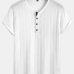 Short Sleeve Jacquard Half Open Collar T-Shirt
