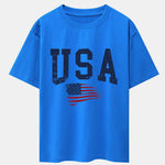USA Flag Print Drop Shoulder Oversize T-Shirt