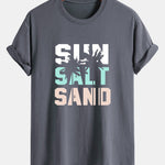 Regular Fit Sun Sand Palm Tree Print Cotton T-Shirt