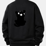 Black Cat Print Relax Fit Sweatshirt