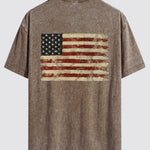 Retro USA Print Washed Distressed Drop Shoulder T-Shirt