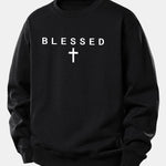 Blessed Cross Print Relax Fit Sweatshirt