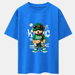 Graffiti Bear Print Drop Shoulder Oversize T-Shirt
