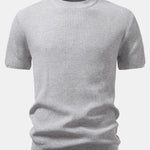 Ribbed Crew Neck Sweater Knitted T-Shirt