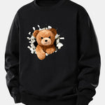 Bear Breaking Through The Wall Print Relax Fit Sweatshirt