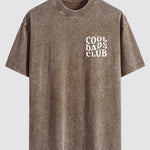 Cool Dads Club Print Washed Distressed Drop Shoulder T-Shirt