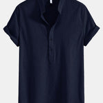 Half Open Collar Linen Shirt